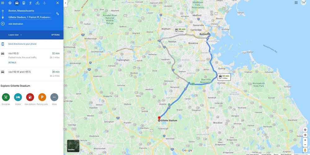 How Far is Boston from the Patriots Stadium